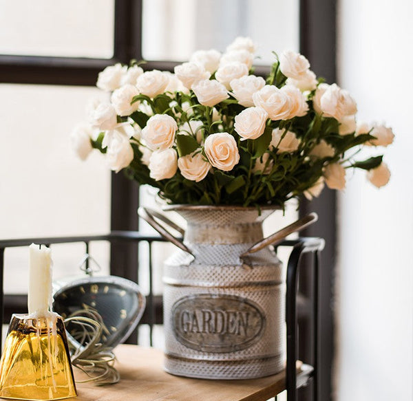 Flower Arrangement Ideas for Living Room, White Camellia Flowers, Modern Artificial Flowers for Home Decoration, Simple Artificial Floral for Bedroom-ArtWorkCrafts.com