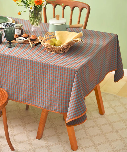 Cotton Chequer Rectangular Tablecloth for Kitchen, Rectangle Table Covers for Dining Room Table, Square Tablecloth for Coffee Table, Farmhouse Table Cloth-ArtWorkCrafts.com