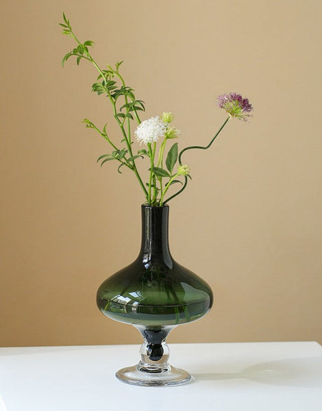Decorative Glass Vase, Mid Century Glass Vases, Handmade Modern Vases for Bedroom, Centerpiece Contemporary Vases on Table, Modern Glass Vase for Flowers-ArtWorkCrafts.com