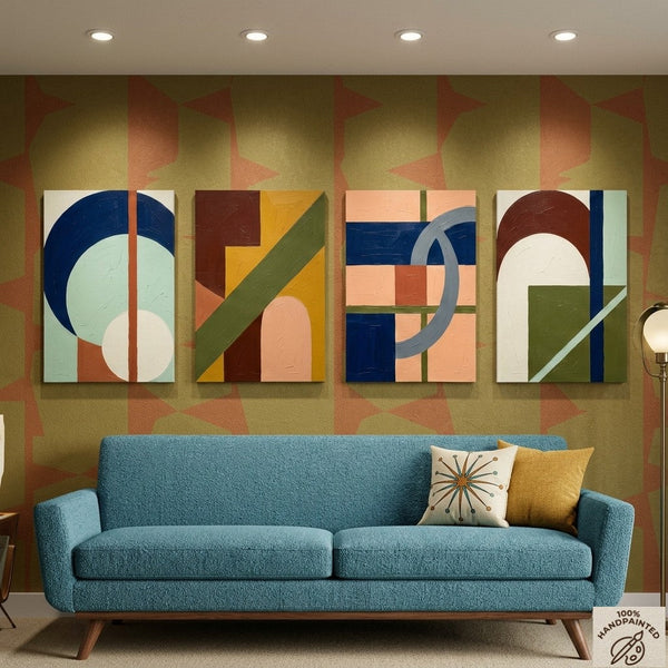 Modern Paintings for Living Room, Multi Panel Wall Art Paintings, Abstract Geometric Artwork