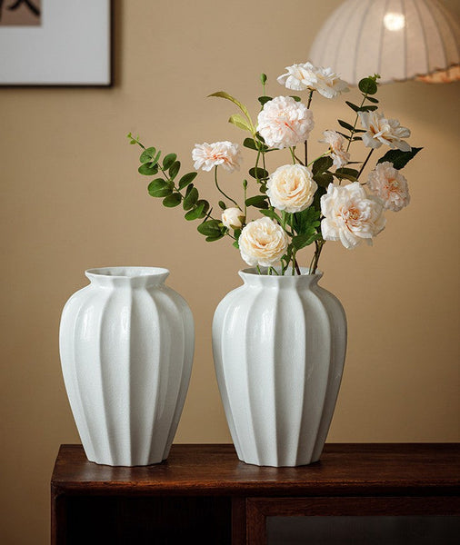 Large Flower Vases on Table, Centerpiece Ceramic Bud Vases, Porcelain Flower Vases, Handmade Water Holding Flower Vase-ArtWorkCrafts.com
