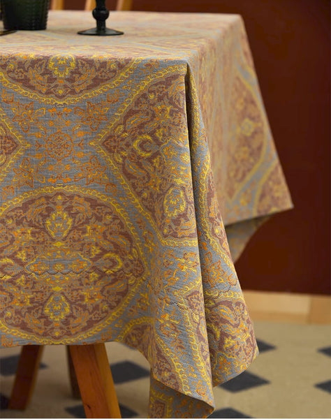 Persian Oriental Tablecloth for Dining Room Table, Extra Large Rectangle Table Covers for Kitchen, Cotton Square Tablecloth for Coffee Table-ArtWorkCrafts.com