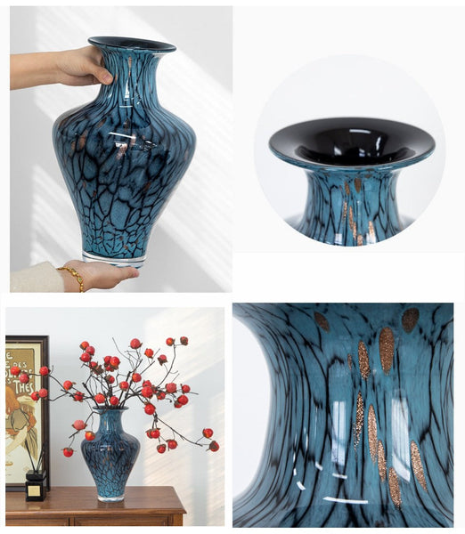 Handmade Liuli Vases, Centerpiece Vases on Table, Colored Glaze Vase for Modern Home Decor, Glass Bud Vases, Bouquet Flower Vase-ArtWorkCrafts.com