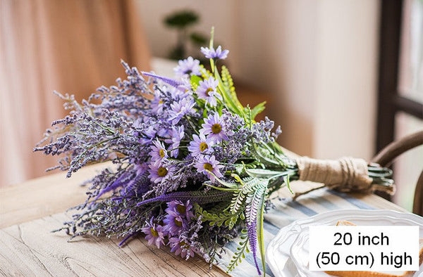 Myosotis Lovegrass, Daisy, Salvia, Beautiful Spring Flower Arrangement for Living Room, Ctreative Modern Artificial Floral for Home Decoration-ArtWorkCrafts.com