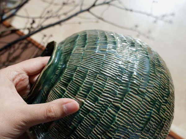 Centerpiece Ceramic Bouquet Vases, Green Porcelain Vases for Modern Home Decor, Large Contemporary Vases on Dining Table, Handmade Modern Flower Vase-ArtWorkCrafts.com