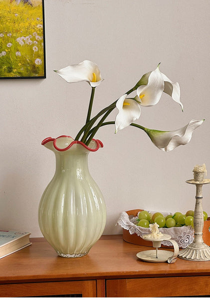 French Vintage Glass Flower Vases, Glass Bud Vases, Flower Vases on Table, Handmade Water Holding Flower Vases