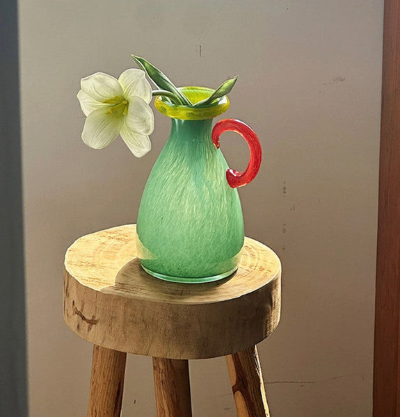 Cute Handmade Glass Bud Vases, Decorative Flower Vases, Flower Vases on Table, Small Flower Vase, Modern Glass Flower Vases-ArtWorkCrafts.com