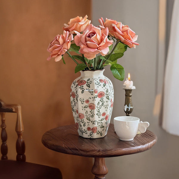 Rustic Porcelain Flower Vases, Handmade Water Holding Flower Vases, Ceramic Bouquet Vases, Tall Flower Vases on Table