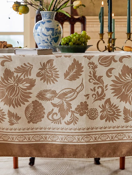 Large Modern Rectangle Tablecloth for Dining Table, Flower Pattern Table Covers for Round Table, Farmhouse Table Cloth for Oval Table, Square Tablecloth for Kitchen-ArtWorkCrafts.com