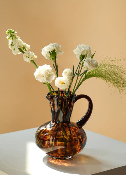 Mid Century Glass Vases, Centerpiece Contemporary Vases on Table, Handmade Modern Vases for Bedroom, Decorative Glass Vase, Modern Glass Vase for Flowers-ArtWorkCrafts.com