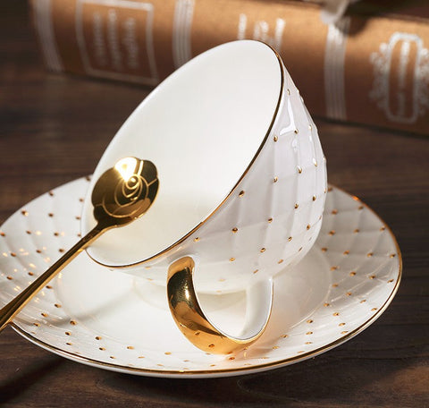Elegant Ceramic Tea Cups, Unique Tea Cups and Saucers in Gift Box as Birthday Gift, Beautiful British Tea Cups, Creative Bone China Porcelain Tea Cup Set-ArtWorkCrafts.com