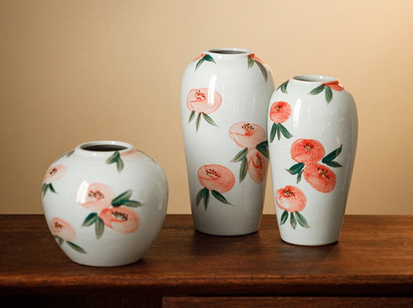 Porcelain Flower Vases, Handmade Water Holding Flower Vases, Modern Flower Vase Centerpiece on Table, Ceramic Bouquet Vases-ArtWorkCrafts.com