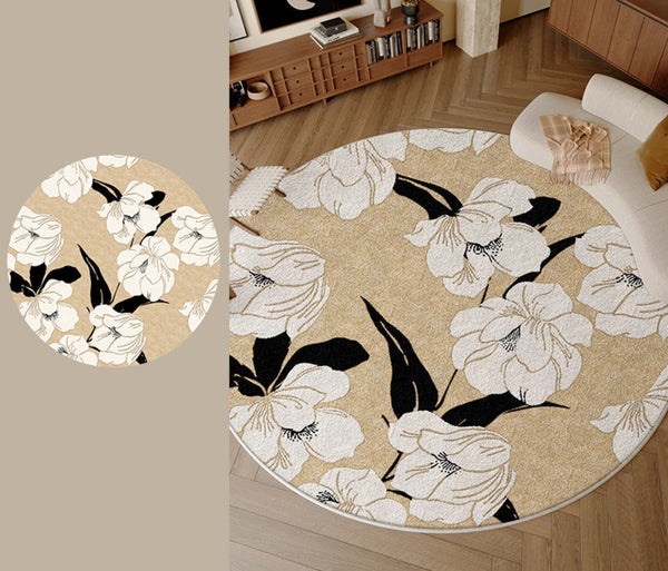 Bedroom Abstract Modern Area Rugs, Circular Modern Rugs under Chairs, Geometric Round Rugs for Dining Room, Contemporary Modern Rug for Living Room-ArtWorkCrafts.com