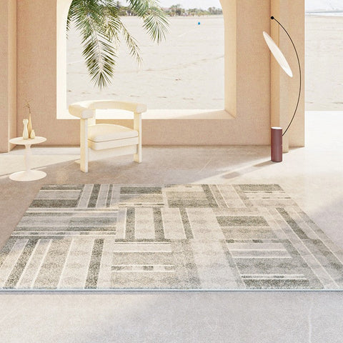 Contemporary Runner Rugs Next to Bed, Bathroom Runner Rugs, Grey Modern Rugs for Living Room, Contemporary Carpets under Dining Room Table-ArtWorkCrafts.com