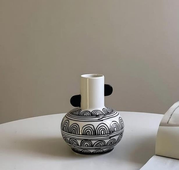 Geometric Porcelain Flower Vases, Handmade Water Holding Flower Vases, Ceramic Bud Vases, Small Flower Vases on Table-ArtWorkCrafts.com