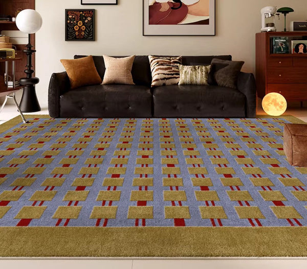 Mid Century Modern Rugs for Living Room, Vintage Area Rugs for Bedroom, Large Contemporary Area Rugs for Dining Room-ArtWorkCrafts.com