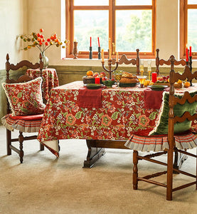 Large Modern Rectangle Tablecloth for Dining Table, Azalea Flower Pattern Table Covers for Dining Table, Red Flower Pattern Table Cloth for Oval Table-ArtWorkCrafts.com