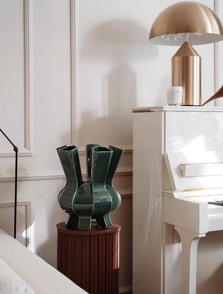 Unique Handmade Modern Flower Vase, Centerpiece Ceramic Bouquet Vases, Contemporary Vases on Dining Table, Green Porcelain Vases for Modern Home Decor-ArtWorkCrafts.com