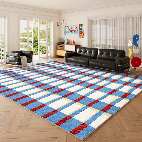 Mid Century Modern Rugs, Blue Geometric Contemporary Rugs, Modern Living Room Rug Ideas, Contemporary Abstract Rugs for Dining Room