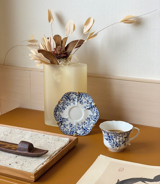 French Style China Porcelain Tea Cup Saucer Set, 7.8 oz Tea Cup and Saucers, Royal Ceramic Cups, Elegant Vintage Ceramic Coffee Cups for Traditional Afternoon Tea-ArtWorkCrafts.com
