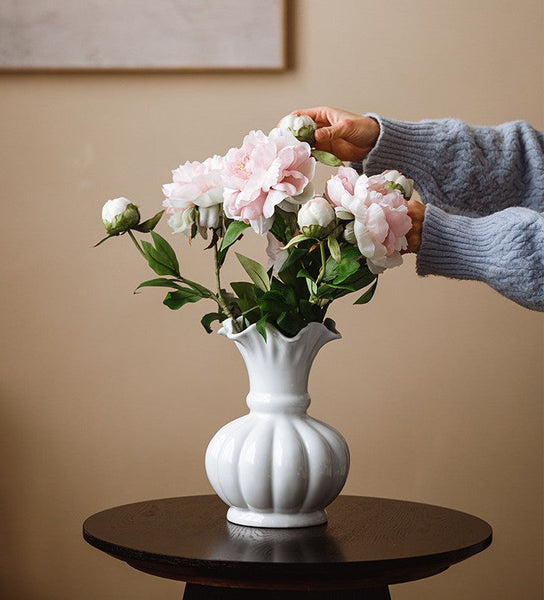 Handmade Water Holding Flower Vase, Ceramic Bud Vases, Small Flower Vases on Table, Rustic Porcelain Flower Vases-ArtWorkCrafts.com