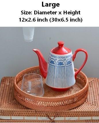 Woven Round Storage Basket, Rattan Stroage Baskets, Storage Baskets for Kitchen, Storage Baskets for Dining Room-ArtWorkCrafts.com