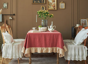 Red Modern Table Cloth, Ramie Tablecloth for Home Decoration, Square Tablecloth for Round Table, Extra Large Rectangle Tablecloth for Dining Room Table-ArtWorkCrafts.com