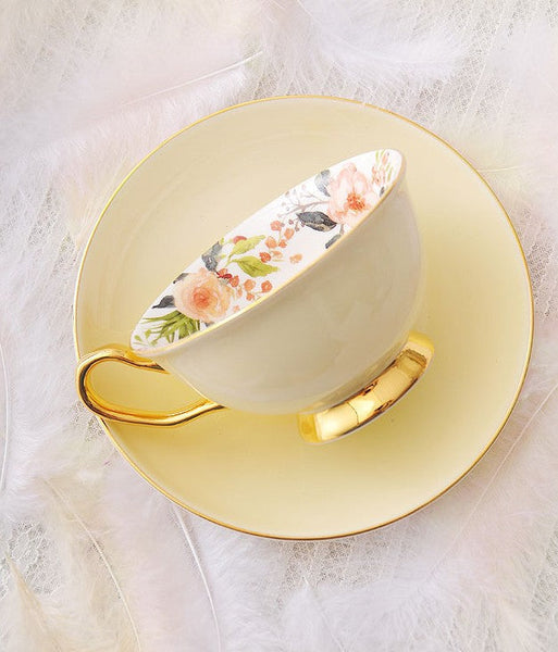 Royal Porcelain Tea Cup Saucer Set, Elegant Flower Pattern Ceramic Coffee Cups, Beautiful British Tea Cups, Unique Traditional Afternoon Tea Cup and Saucer in Gift Box-ArtWorkCrafts.com