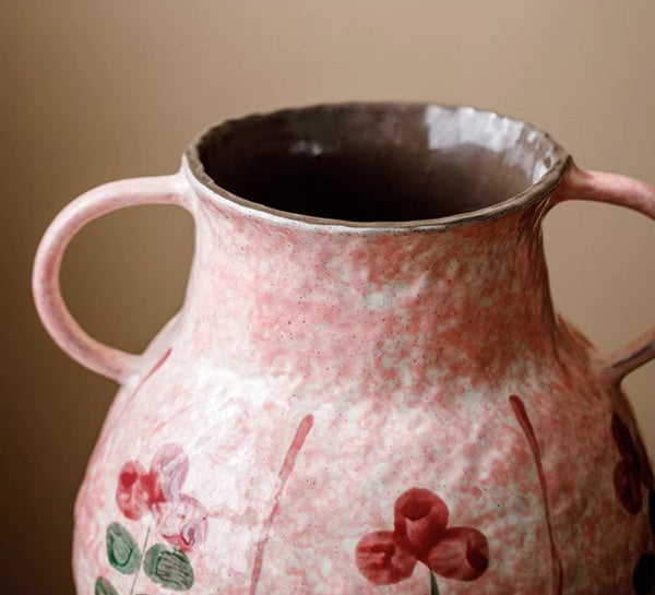 Rustic Pottery Flower Vases, Small Flower Vases on Table, Pink Bud Vases, Handmade Water Holding Flower Vases-ArtWorkCrafts.com