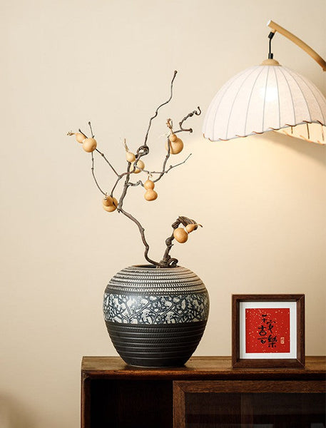 Large Pottery Flower Vases Urn, Centerpiece on Dining Table, Flower Vase on Table, Handmade Water Holding Flower Vases, Modern Bouquet Vases-ArtWorkCrafts.com