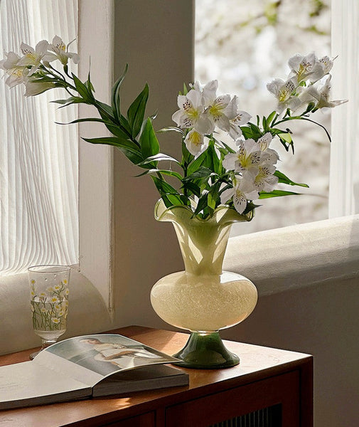 Vintage Glass Flower Vases, Water Holding Flower Vases, Bouquet Flower Vase, Glass Bud Vases, Modern Glass Vases for Flowers-ArtWorkCrafts.com