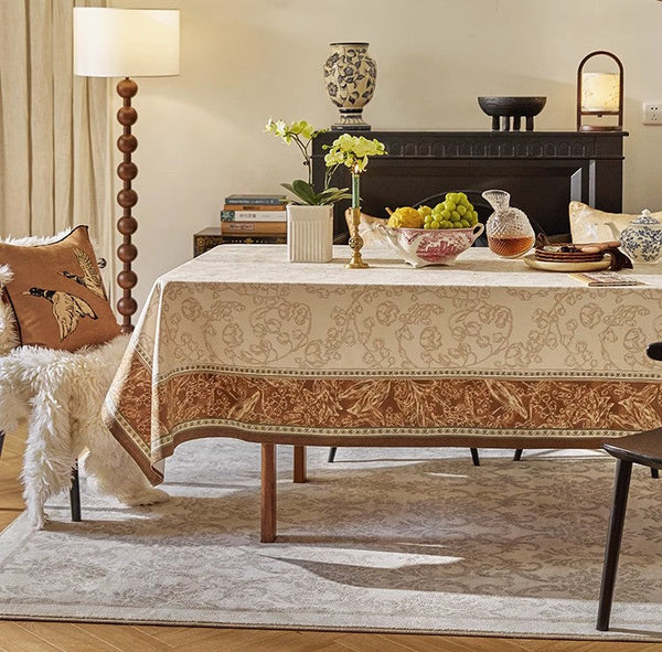 Flower Farmhouse Table Covers, Square Tablecloth for Round Table, Extra Large Modern Rectangular Tablecloth for Dining Room Table, Mid Century Tablecloth for Living Room-ArtWorkCrafts.com