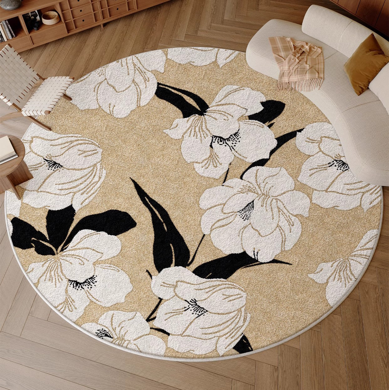 Bedroom Abstract Modern Area Rugs, Circular Modern Rugs under Chairs, Geometric Round Rugs for Dining Room, Contemporary Modern Rug for Living Room-ArtWorkCrafts.com