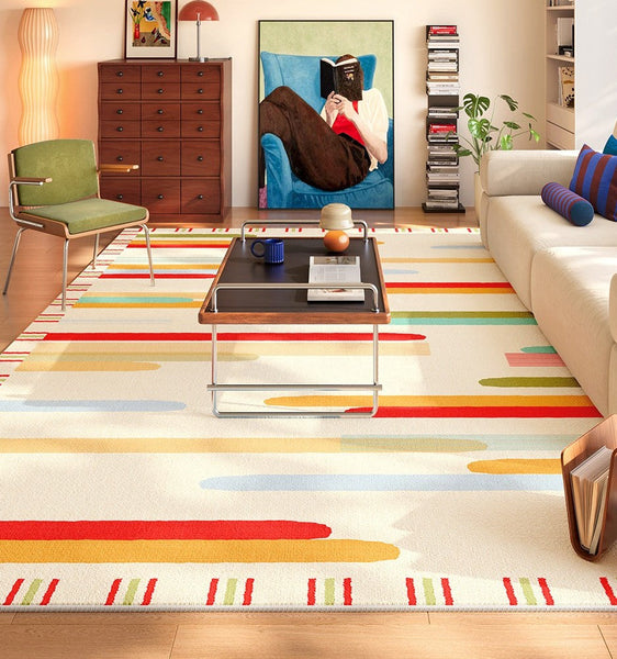 Modern Living Room Rug Placement Ideas, Geometric Rugs for Bedroom, Colorful Contemporary Carpets for Apartment, Modern Rugs for Small Space