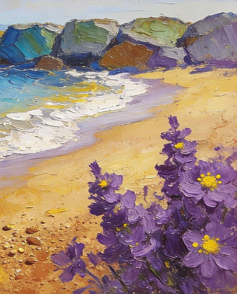 Summer on the Azure Coast, Landscape Canvas Paintings, Small Oil Paintings on Canvas, Palette Knife Artwork, Hand Painted Canvas Art, Original Oil Paintings-ArtWorkCrafts.com