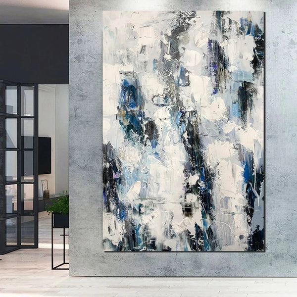Modern Paintings Behind Sofa, Abstract Paintings for Dining Room, Buy Paintings Online, Palette Knife Canvas Art, Impasto Wall Art-ArtWorkCrafts.com