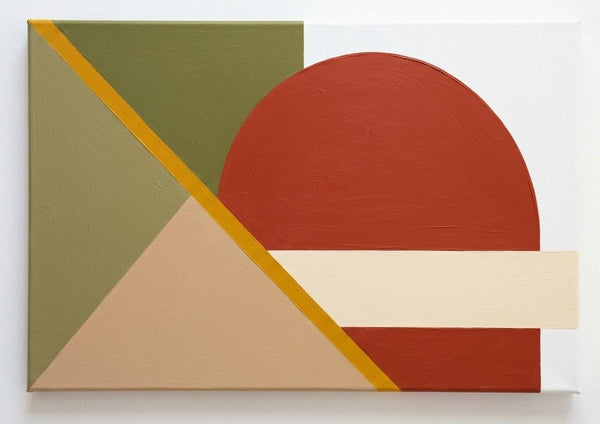 Modern Abstract Paintings, Oversized Modern Canvas Wall Art, Rust Red, Olive Green, Light Camel Colors, Geometric Pattern Contemporary Artwork
