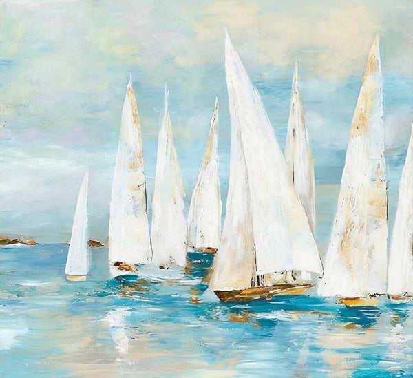 Small Acrylic Painting on Canvas, Original Abstract Paintings, Abstract Sail Boats Painting, Small Canvas Artwork, Hand Painted Canvas Art, Buy Small Paintings Online-ArtWorkCrafts.com