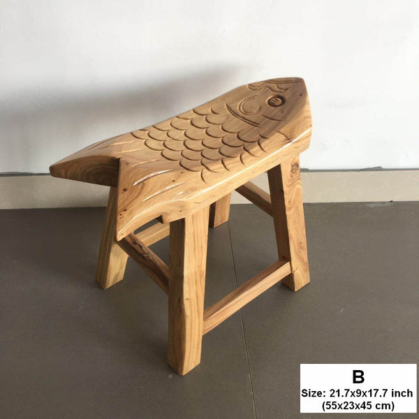 Handmade Solid Wood low Stool, Creative Shoe-changing Stool, Old Elm Wood Stool, Children's Wooden Stool, Sofa Stool, Dining Table Stool-ArtWorkCrafts.com