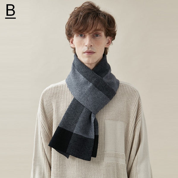 Men's Wool Scarf Winter, Business Wool Scarf for Gentleman, Thick Wool Scarf, Men's Winter Scarf, Formal Men Scarf Styles, Casual Scarf Men, Modern Fashion Scarf-ArtWorkCrafts.com