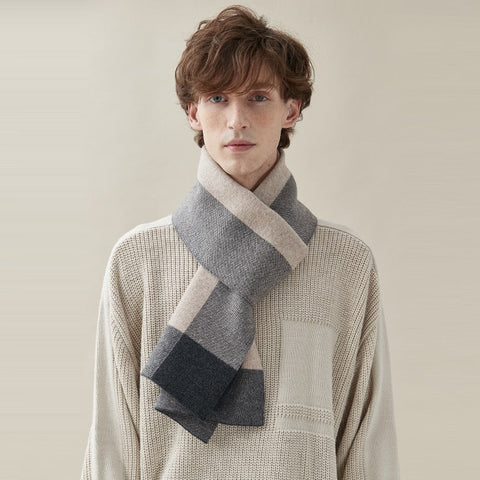 Men's Wool Scarf Winter, Business Wool Scarf for Gentleman, Thick Wool Scarf, Men's Winter Scarf, Formal Men Scarf Styles, Casual Scarf Men, Modern Fashion Scarf-ArtWorkCrafts.com