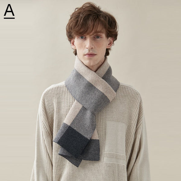 Men's Wool Scarf Winter, Business Wool Scarf for Gentleman, Thick Wool Scarf, Men's Winter Scarf, Formal Men Scarf Styles, Casual Scarf Men, Modern Fashion Scarf-ArtWorkCrafts.com