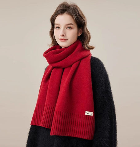 Fashion Designer Scarf, Cold Weather Scarf, Casual Scarf for Women, Red Winter Scarf, Modern Wool Scarf for Women, Soft Cashmere Scarf for Women-ArtWorkCrafts.com