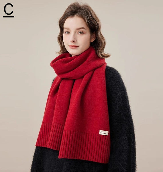Fashion Designer Scarf, Cold Weather Scarf, Casual Scarf for Women, Red Winter Scarf, Modern Wool Scarf for Women, Soft Cashmere Scarf for Women-ArtWorkCrafts.com