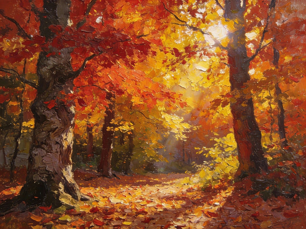 Small Wall Paintings, Autumn Woods, A Luminous Forest Landscape, Small Oil Paintings on Canvas, Original Artwork Small Paintings, Hand Painted Canvas Art, Heavy Texture Oil Paintings-ArtWorkCrafts.com