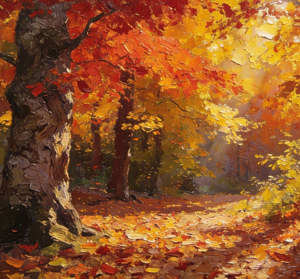 Small Wall Paintings, Autumn Woods, A Luminous Forest Landscape, Small Oil Paintings on Canvas, Original Artwork Small Paintings, Hand Painted Canvas Art, Heavy Texture Oil Paintings-ArtWorkCrafts.com