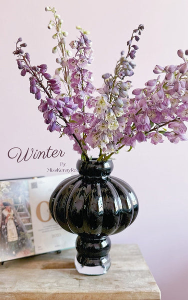 Unique Contemporary Vases for Modern Home Decor, Black Glass Bud Vases, Handmade Liuli Vases, Centerpiece Vases on Table, Black Glaze Vase-ArtWorkCrafts.com