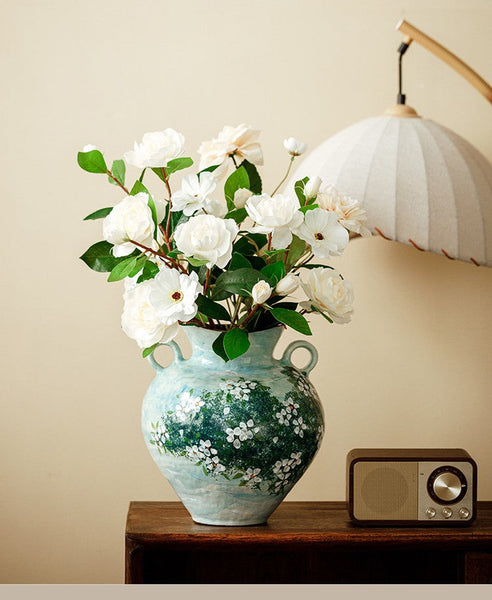 Large Flower Vases on Table, Modern Pottery Flower Vases, Centerpiece on Dining Table, Handmade Water Holding Flower Vases, Pottery Bud Vases-ArtWorkCrafts.com