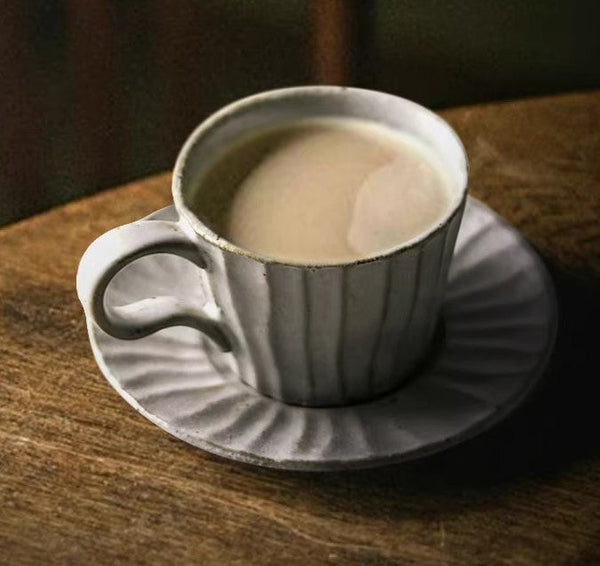 Handmade Pottery Coffee Cup, Creative Ceramic Coffee Cup with Saucer, Unique Tea Cup and Saucer, Modern Tea Cup Set for Traditional Afternoon Tea-ArtWorkCrafts.com