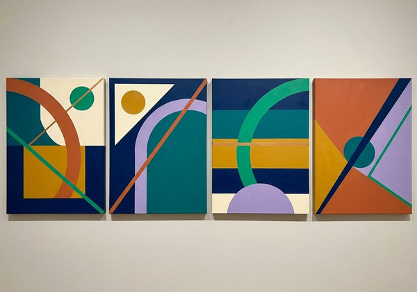 Abstract Geometric Art, Modern Paintings for Living Room, Multi Panel Wall Art Painting-ArtWorkCrafts.com